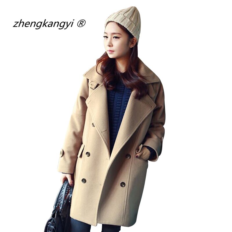 Discount Winter/Autumn 2015 Coat Women Wool Jacket Long Camel Womens