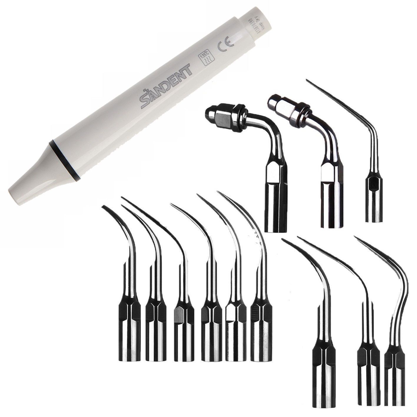 Dental Ultrasonic Scaler Handpiece + 12 Scaler Tip Fit Ems Woodpecker