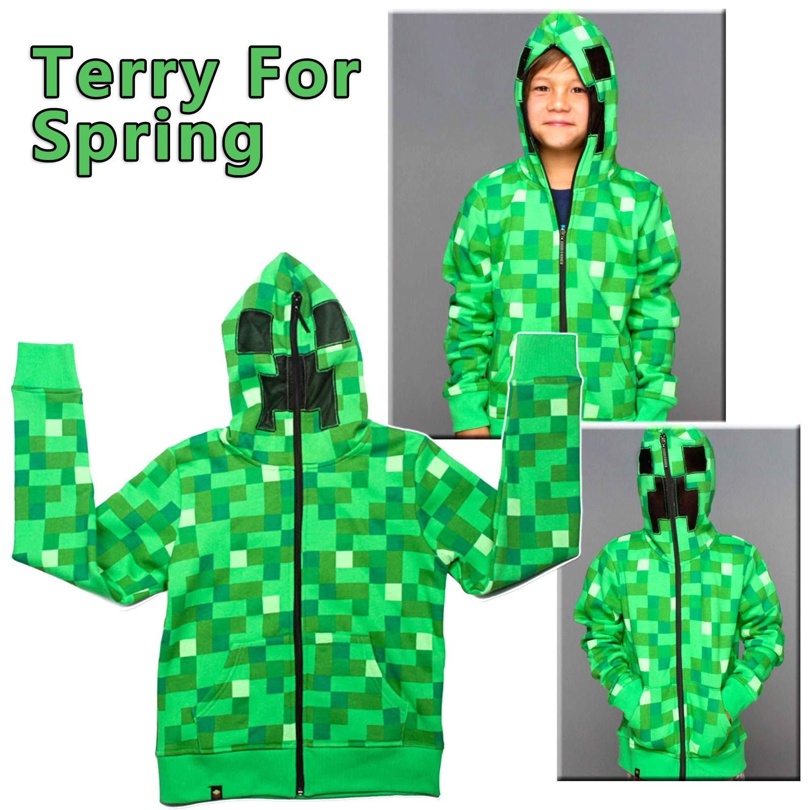 Online Cheap Minecraft Clothes For Kids Creeper Hoodie Minecraft Zipper
