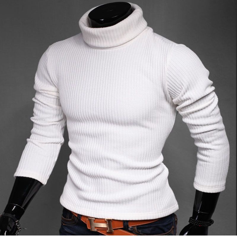 2017 Cotton Ulgy Christmas Sweater Men Knitted Pullover Stripes White Turtleneck Sweaters Mens 