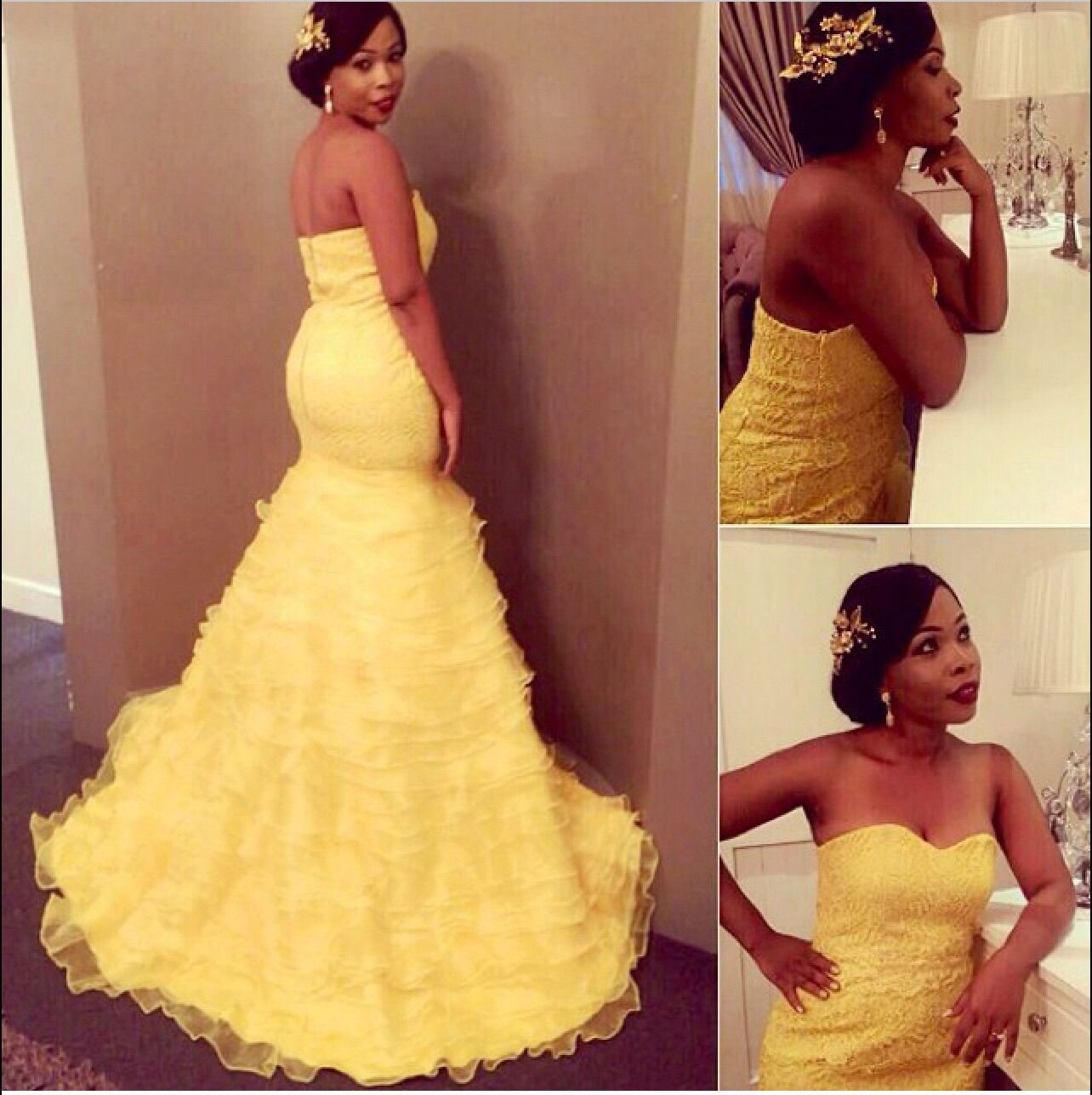 Yellowish Gold African Prom Dresses
