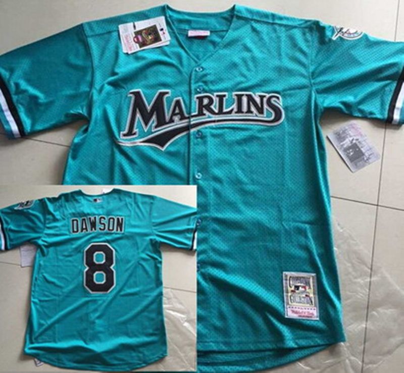 Men's Florida Marlins Throwback VINTAGE Baseball Jersey 8 Andre Dawson