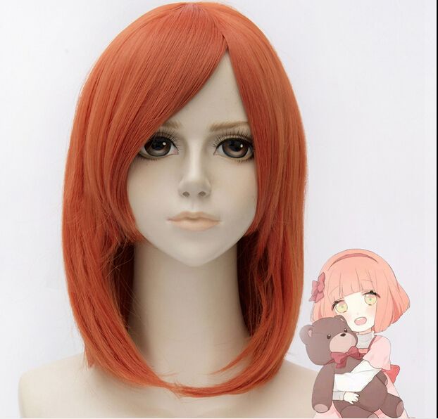 Exquisite Medium Length Orange Red Cosplay Wig High Quality Synthetic