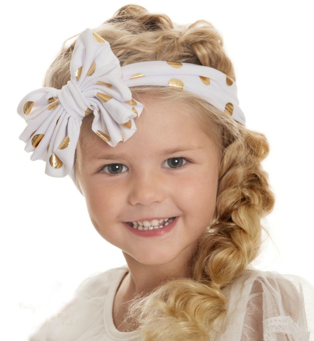 2016 Children Hair Accessories Baby Girl Gilding Dot Pure Cotton Headbands Kids Princess Hair