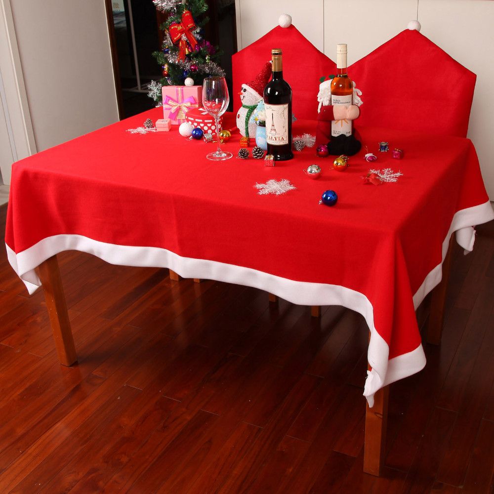 Tablecloths Chair Cover Set Christmas Decoration Red Table Cloth Square