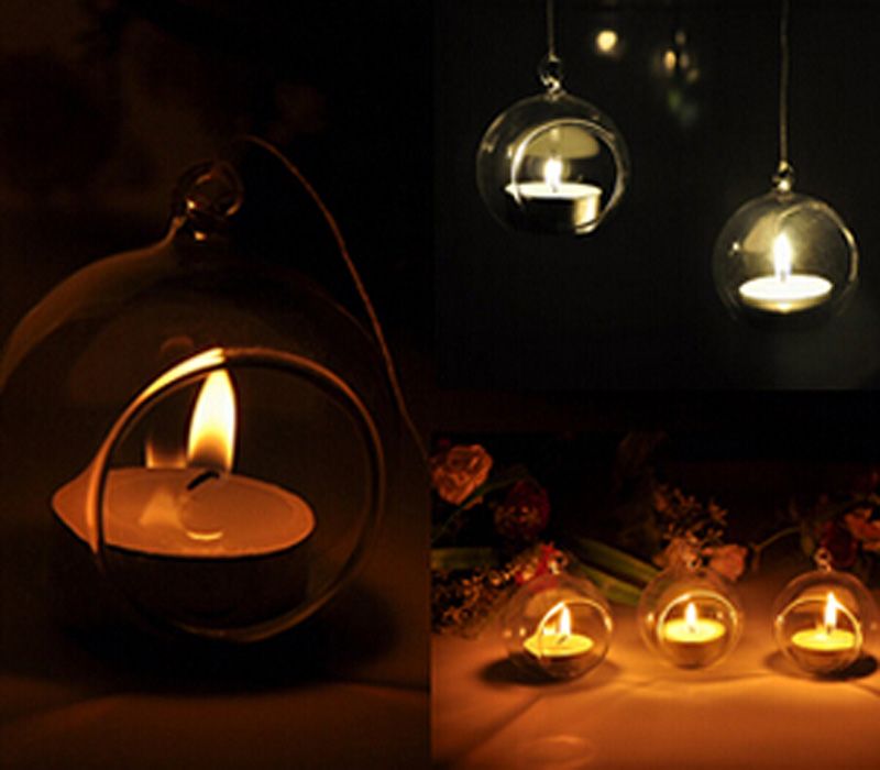 Crystal Glass Candlestick Home Decor Hang Candle Holder Romantic Dinner