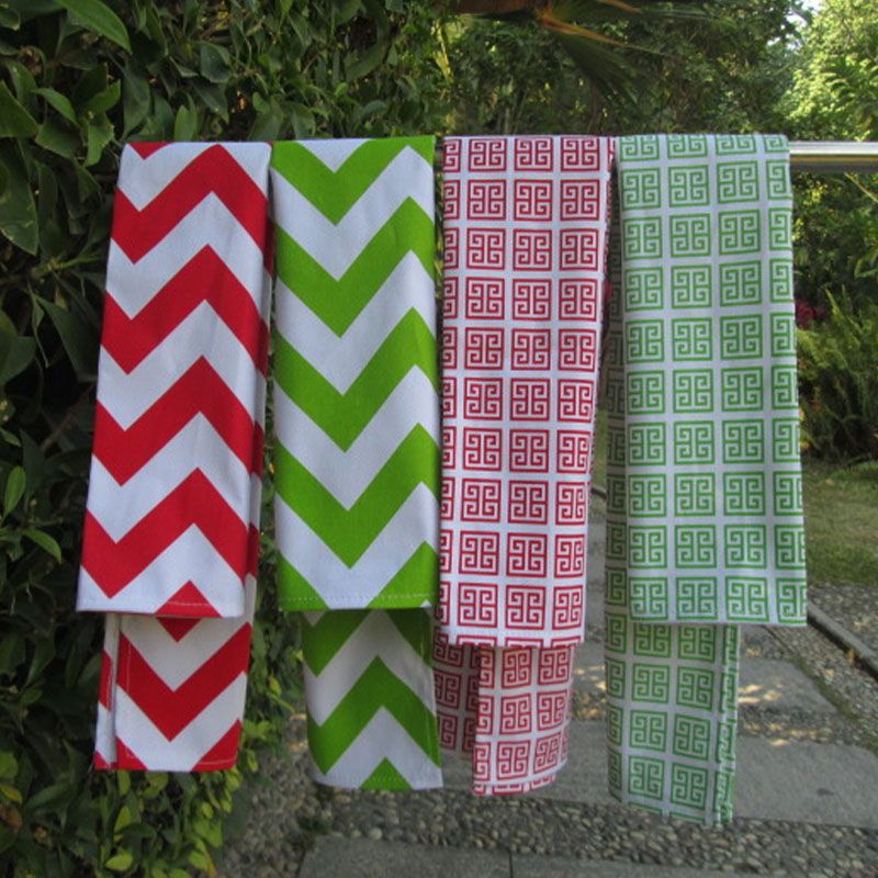 Wholesale Blanks Cotton Kitchen Towel Chevron Printed And Greek Key