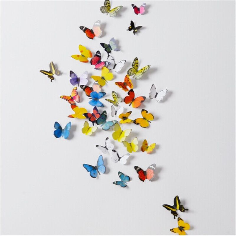 Free shipping 19pcs PVC 3d Butterfly wall decor cute Butterflies wall stickers art Decals home Decoration orderu003c$15 no tracking