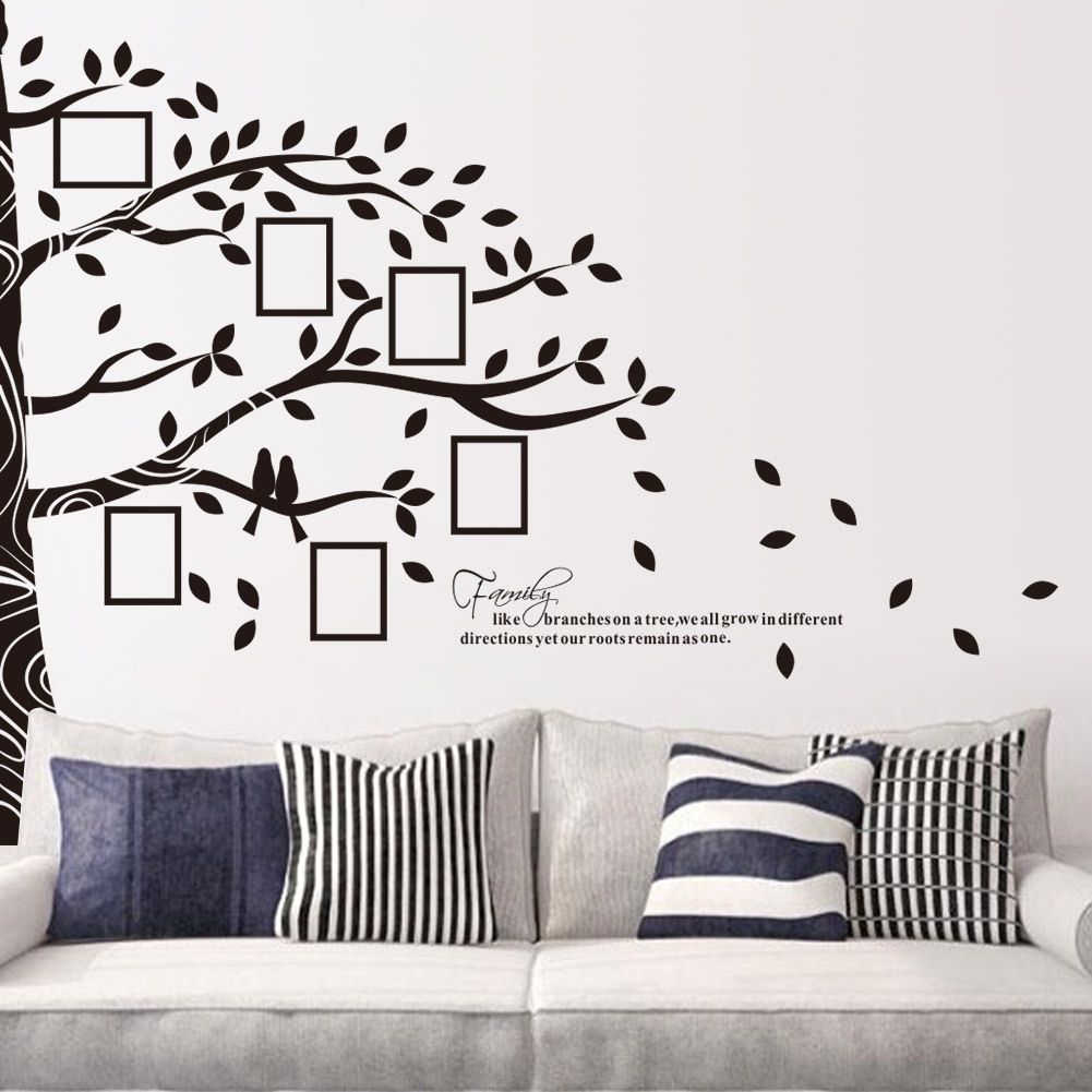 Large Vinyl Family Tree Photo Frames Wall Decal Sticker Vine Branch