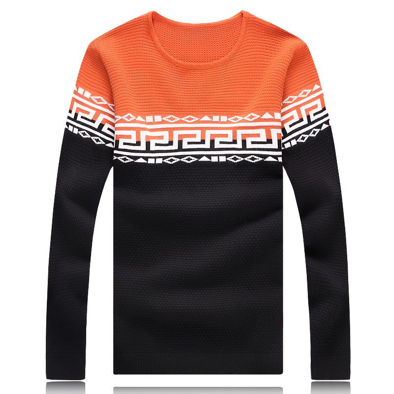 2015 New Arrival Autumn Wnter O-Neck Geometic Patten Men's Warm
