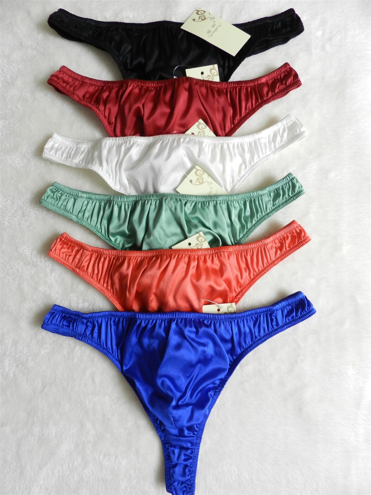 100 Silk Men's Underwear Thongs Size S M L XL XXL XXXL Silk Men S