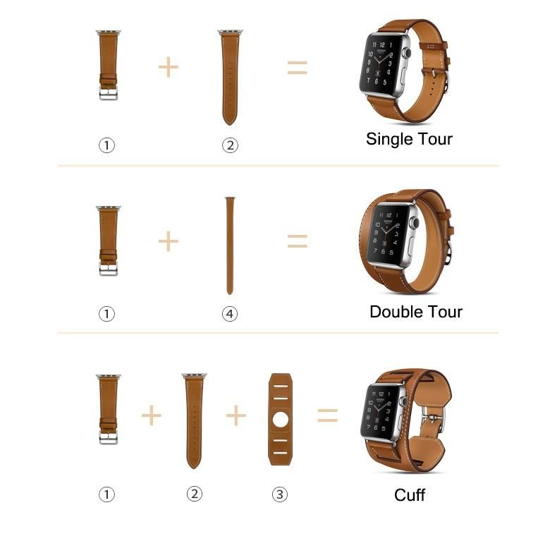 3 in 1 Package Single Tour Double Tour Cuff Genuine Leather Strap ...  