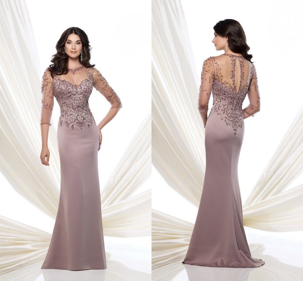 New Spring Plus Size Mother Of Bride Dresses Stain Beaded Scoop Sheath