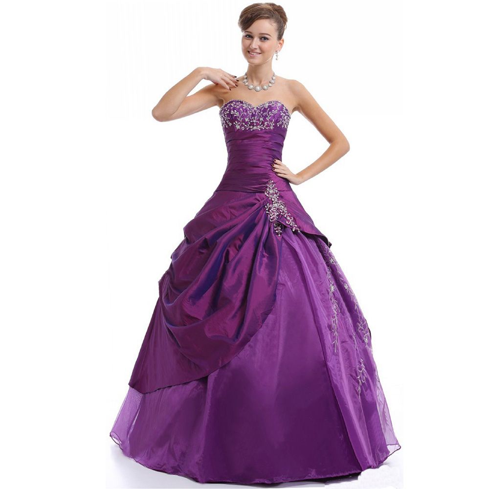 2016 Best Selling Purple Quinceanera Dresses Organza Debutante Ball