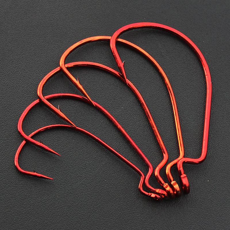 Fishing Hooks Red Crank Hook Lure Soft Bait Fishhook Size 1/0 5/0