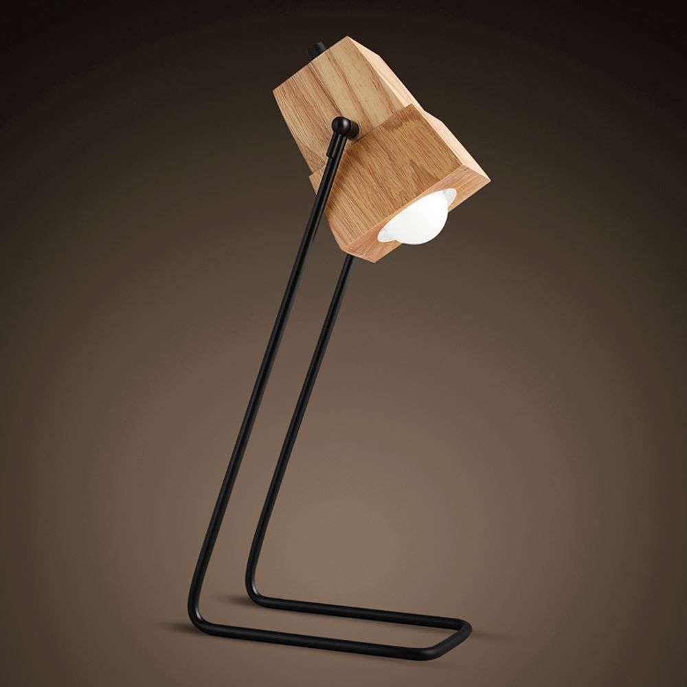Best creative diy assembles wooden desk light table lamp iron ...