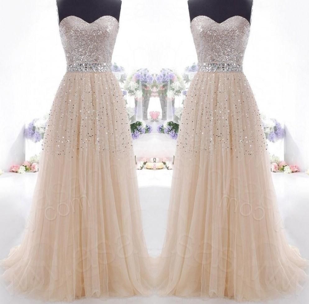 Read To Ship In Stock Prom Dresses Under 100 2015 Champagne Strapless ...