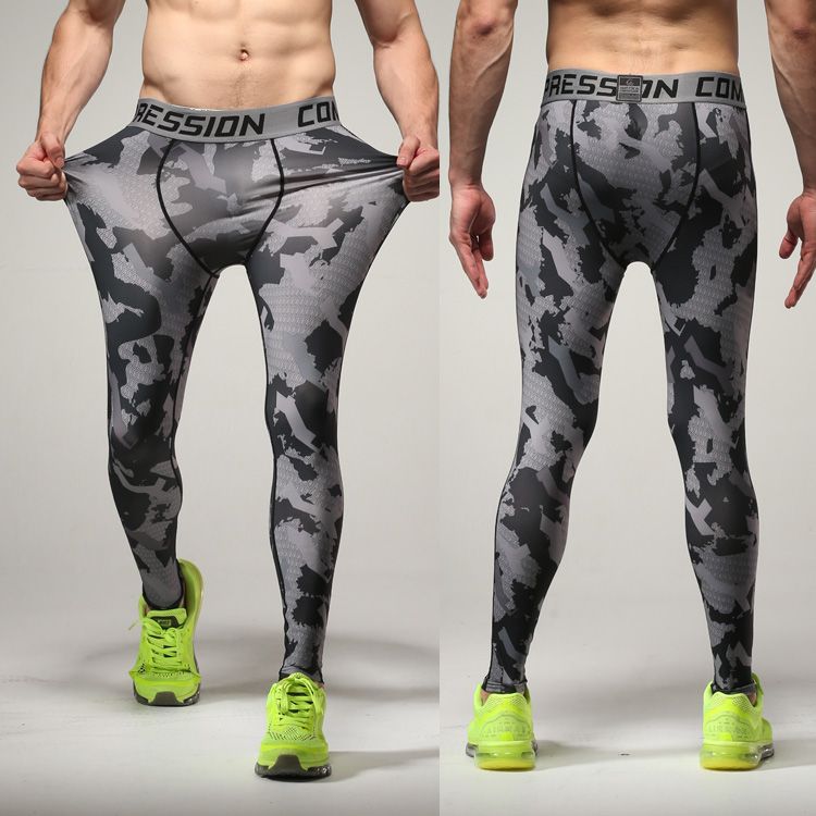2017 1 Pecs Fashion Mens Camo Compression Pants Sportswear Running