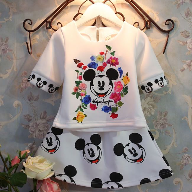 2017 Mickey Summer Baby Girls Sets Clothing Cute Minnie Mouse Cartoon T