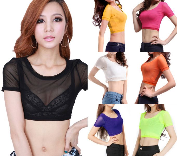 2014 New Sexy Colorful See Through Gauze Mesh Sheer Plain Stretchy