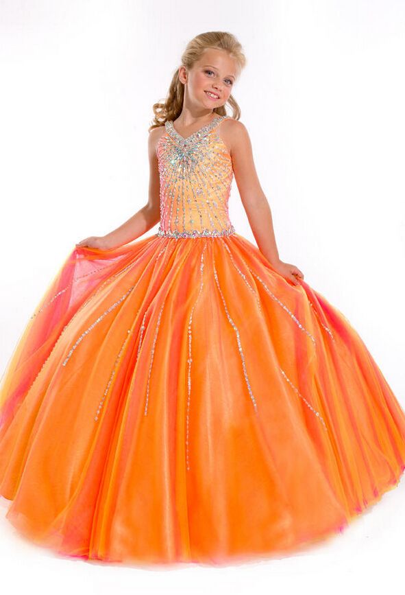 Shiny Little Girl Flower Girl Dresses Shiny Beaded Organza Sleeve