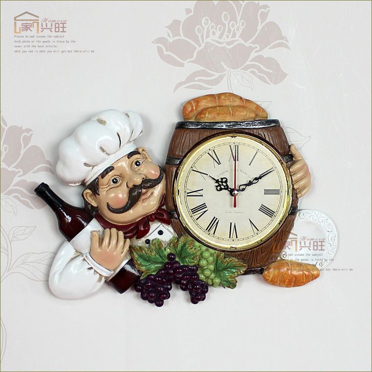 Kitchen Clocks Personalized Restaurant Resin Vintage Wall Clock Large