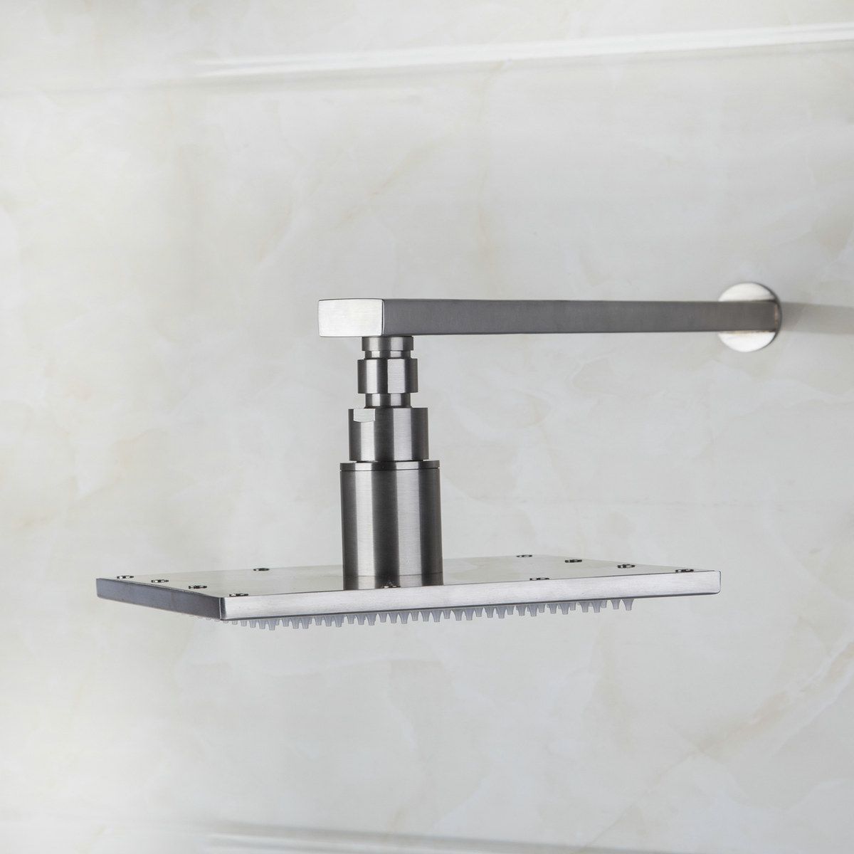 Square 8 LED Shower Head And Brushed Nickel Shower Arm Combination Set