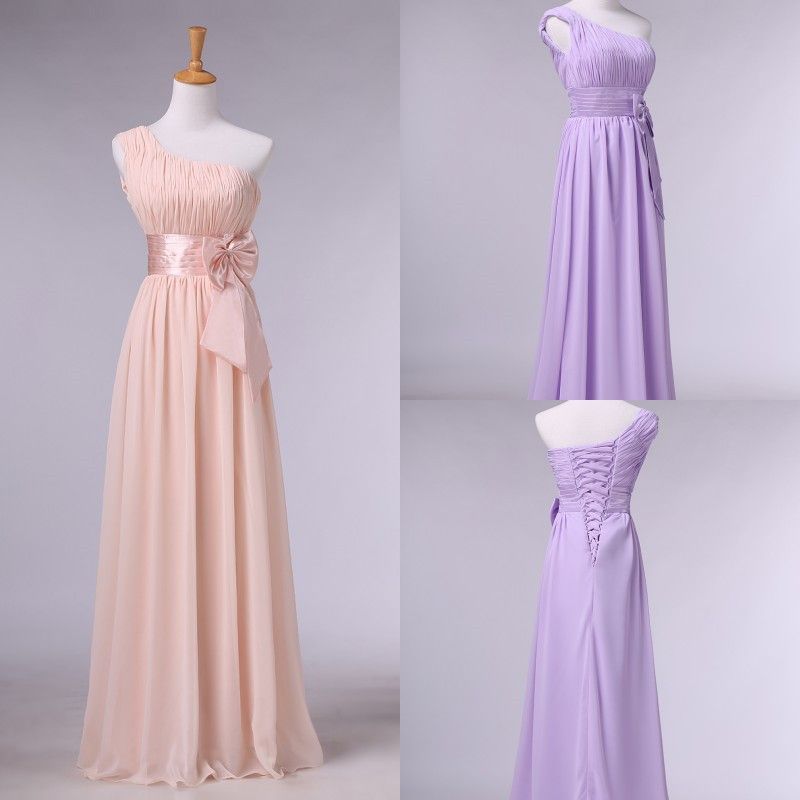 2015 Cheap Purple Chiffon Party Dresses With One-Shoulder Sleeveless ...