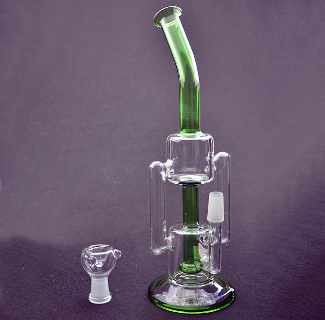 2017 New Glass Bong Recycle Filter Glass Water Pipes 14.4mm Joint Glass Bowl Hookahs Smoking
