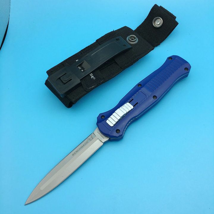 Benchmade Bm 3300 Infidel Blue Handle D2 Spear Point Double Blade