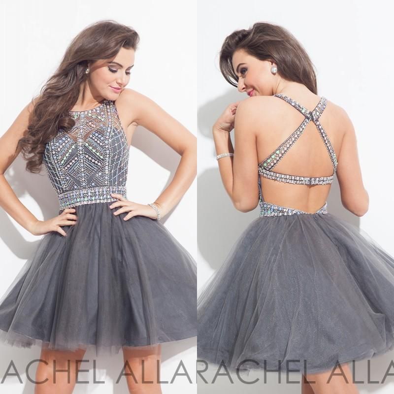Elegant Grey Crystal 2016 Homecoming Dresses Backless Sexy Tulle ...
