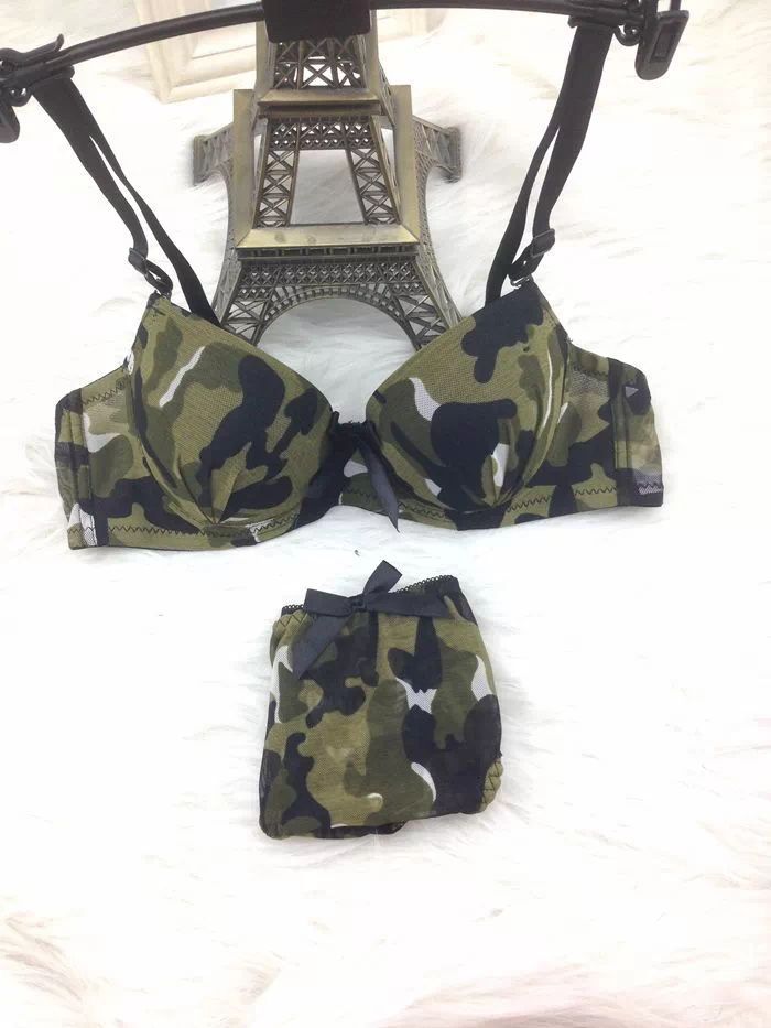 Online Cheap Fashion Camouflage Bra Set Push Up Sexy Underwear Sets For