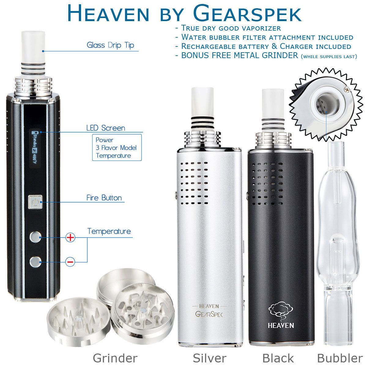 Temperature Control Wax Dry Herb Vaporizer High Wattage Fast