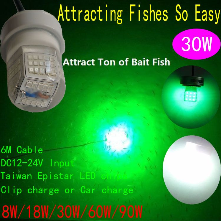 30w Led Night Fishing Lights Dock Pier Lamps Deep Drop Fishing