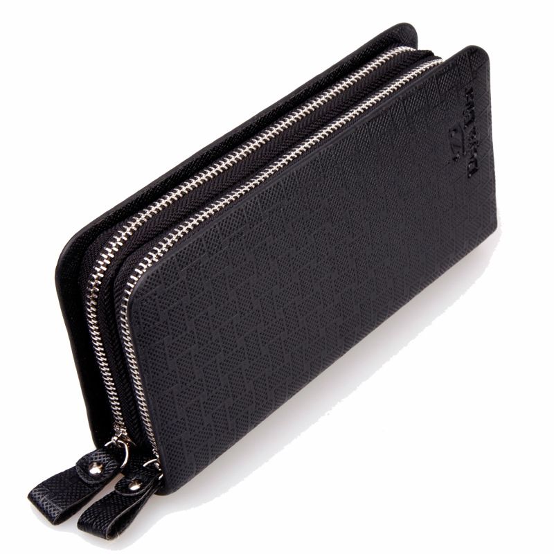 Men&#39;S Long Double Zipper Wallet Clutch Clutch Bag Large Capacity Multi Card Bit Leather Phone ...