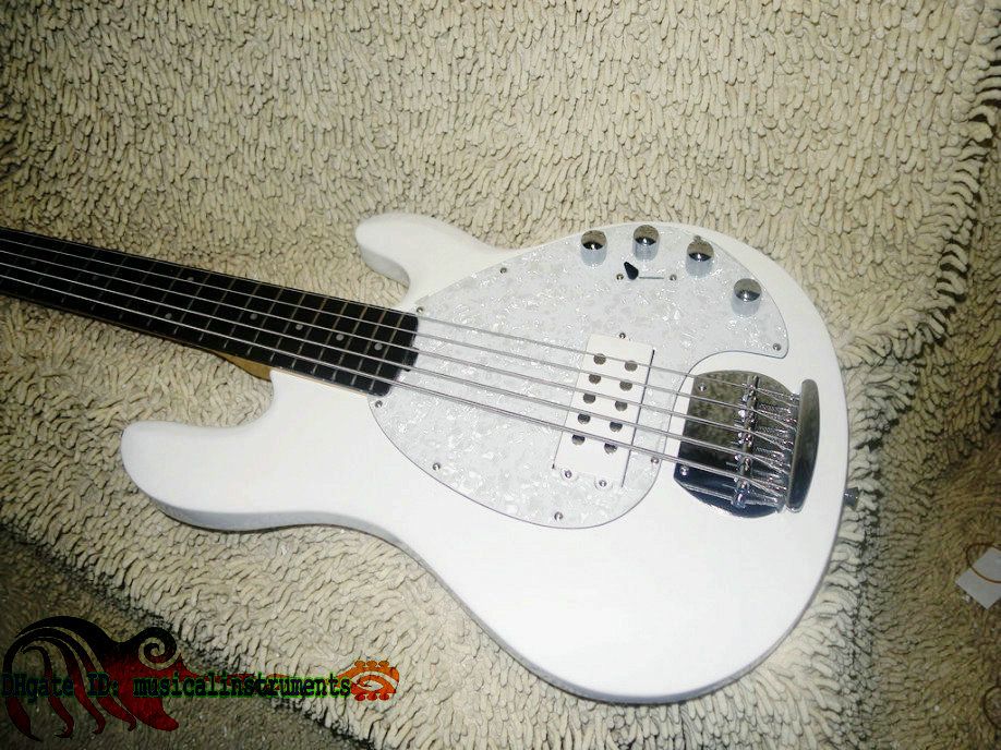 White Stingray 5 Strings Electric Bass Guitar Rosewood Fingerboard New