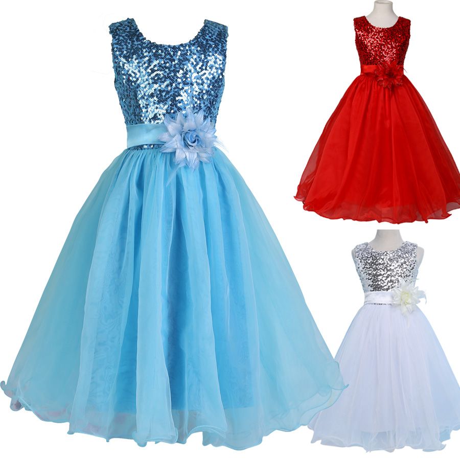 Grace Karin Sleeveless Sequins & Voile Flower Girl Princess Dress For Wedding Bridesmaid Pageant