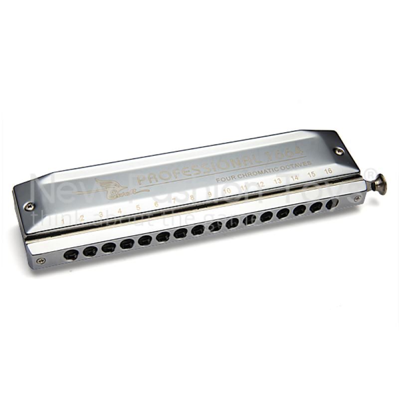 Wholesale 16 Holes Chromatic Harmonica Silver 64 Tones Silver Toy Mouth