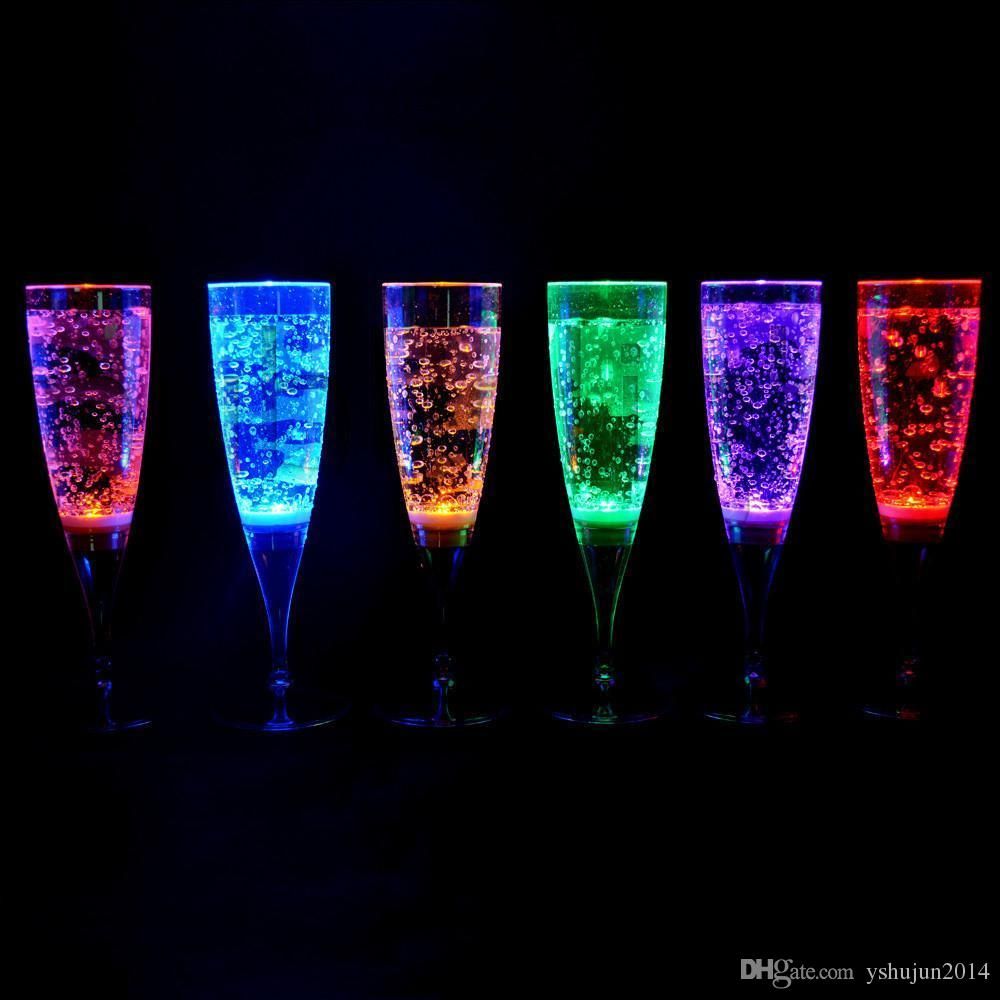 6.8*18cm Liquid Active Plastic Led Champagne Flutes Light Up Led Flash