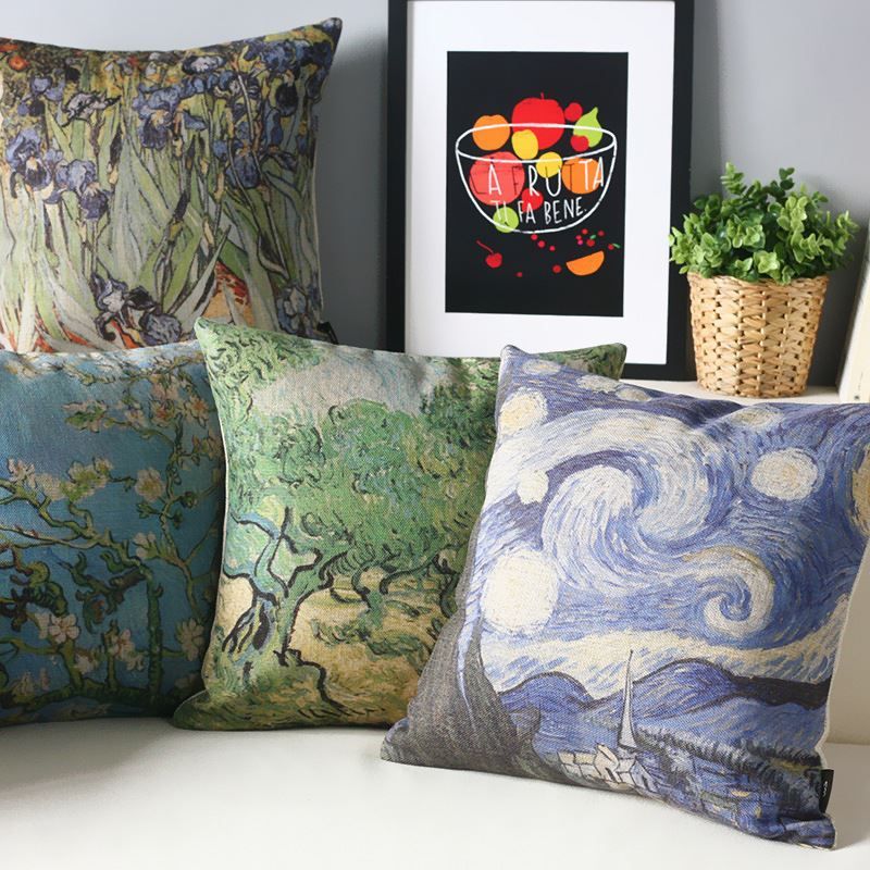 starry night painting van gogh pillow coversretro pillow cushion coverdecorative pillows