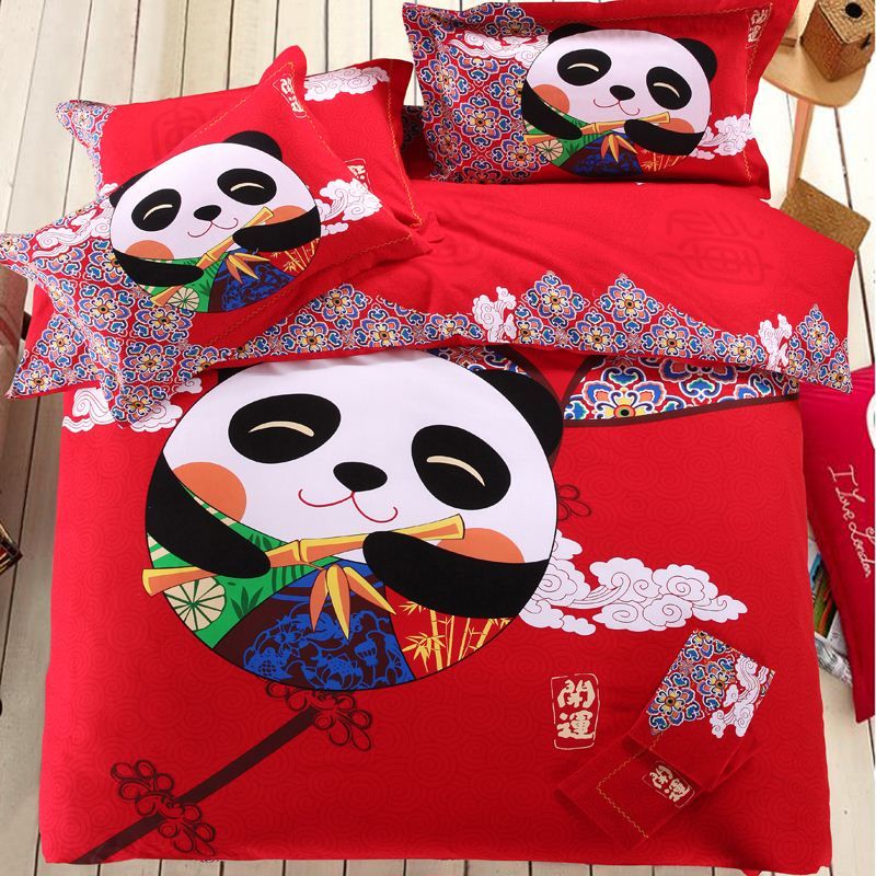 Cute Panda Bedding Set Full Children King Queen Size Cartoon Duvet Cover Double Quilt Cotton Bed