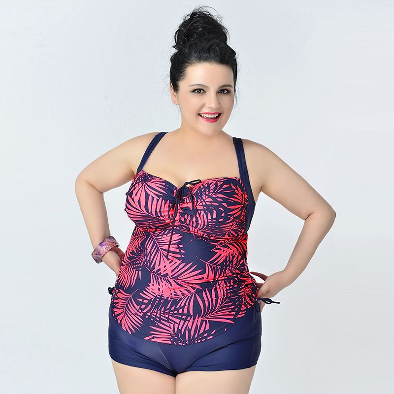 2017 2016 New Womens Plus Size Tankinis Sexy Swimwear Set Woman Tight Beach Spa Swim Suit Leaf