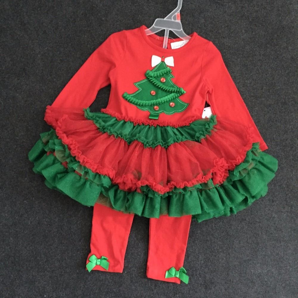 2017 Rare Editions Emily Rose Christmas Tree Tutu Dress And Legging Set