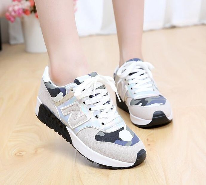 Run Shoes H Letter Women Running Shoes Fashion Vintage High Top Wedge