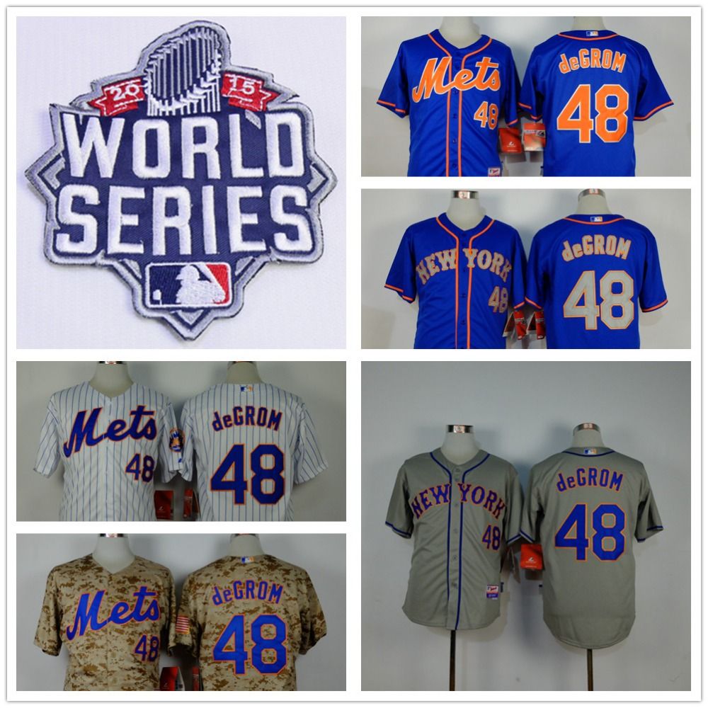 Best 2015 New York Mets 48 Jacob Degrom Jersey Mr Mets Patch Baseball