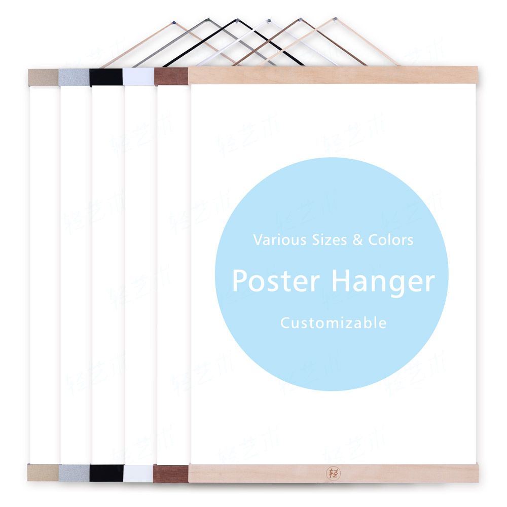Poster Hanger Modern Minimalist Scroll Wooden Black White Golden