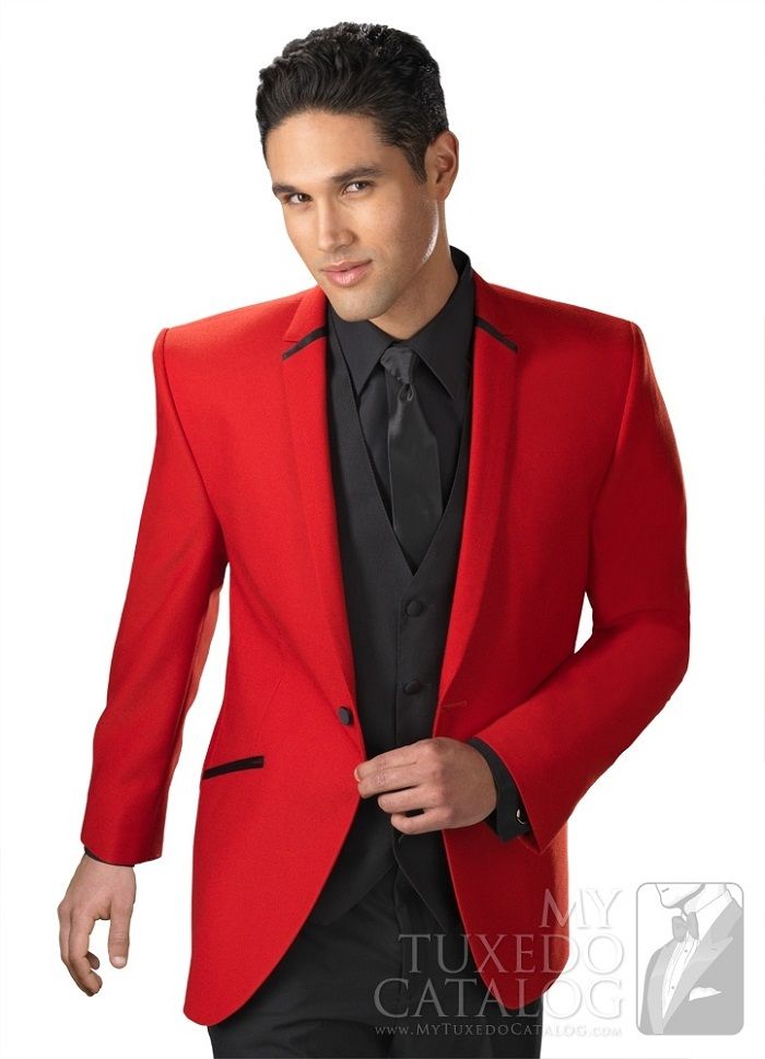 Fashion Red Wedding Suits For Men Notched Lapel Mens Wedding Tuxedos 2015 One Button Mens Suits