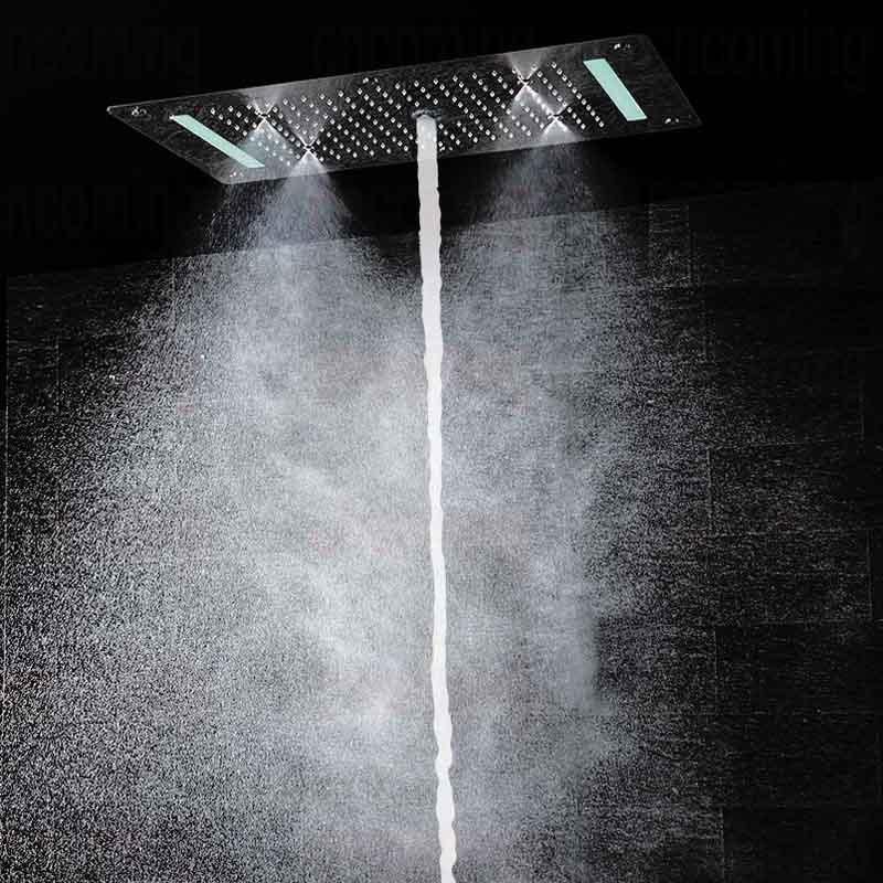 Embeded Led Rain Shower ,multifunction 380*700mm Rainfall,waterfall,mist Fall And Water Column