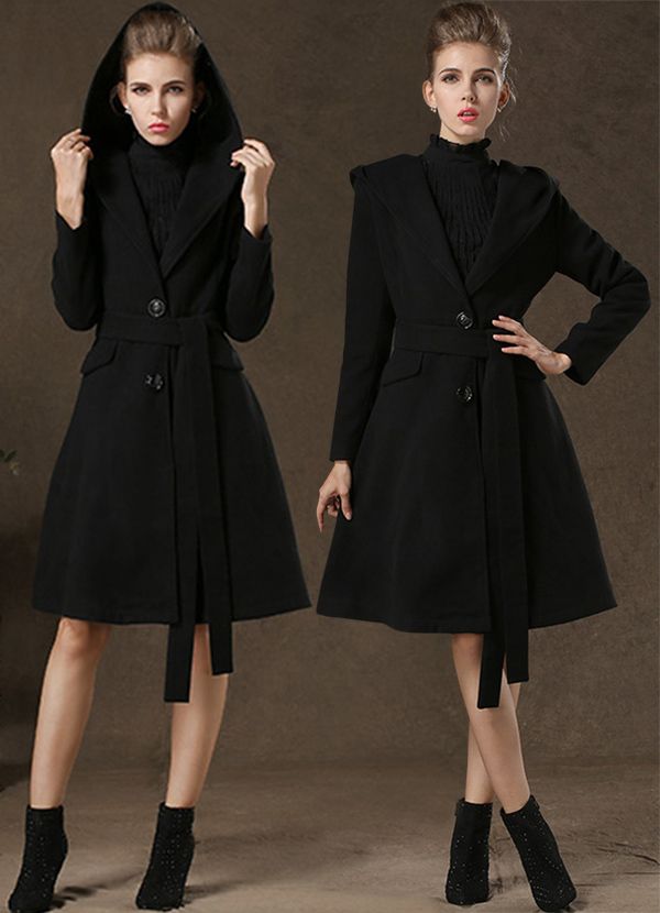 Fashion Winter Coats Women Hooded Wool Coat Black Abrigo Mujer ... Fashion Winter Coats Women Hooded Wool Coat Black Abrigo Mujer ...