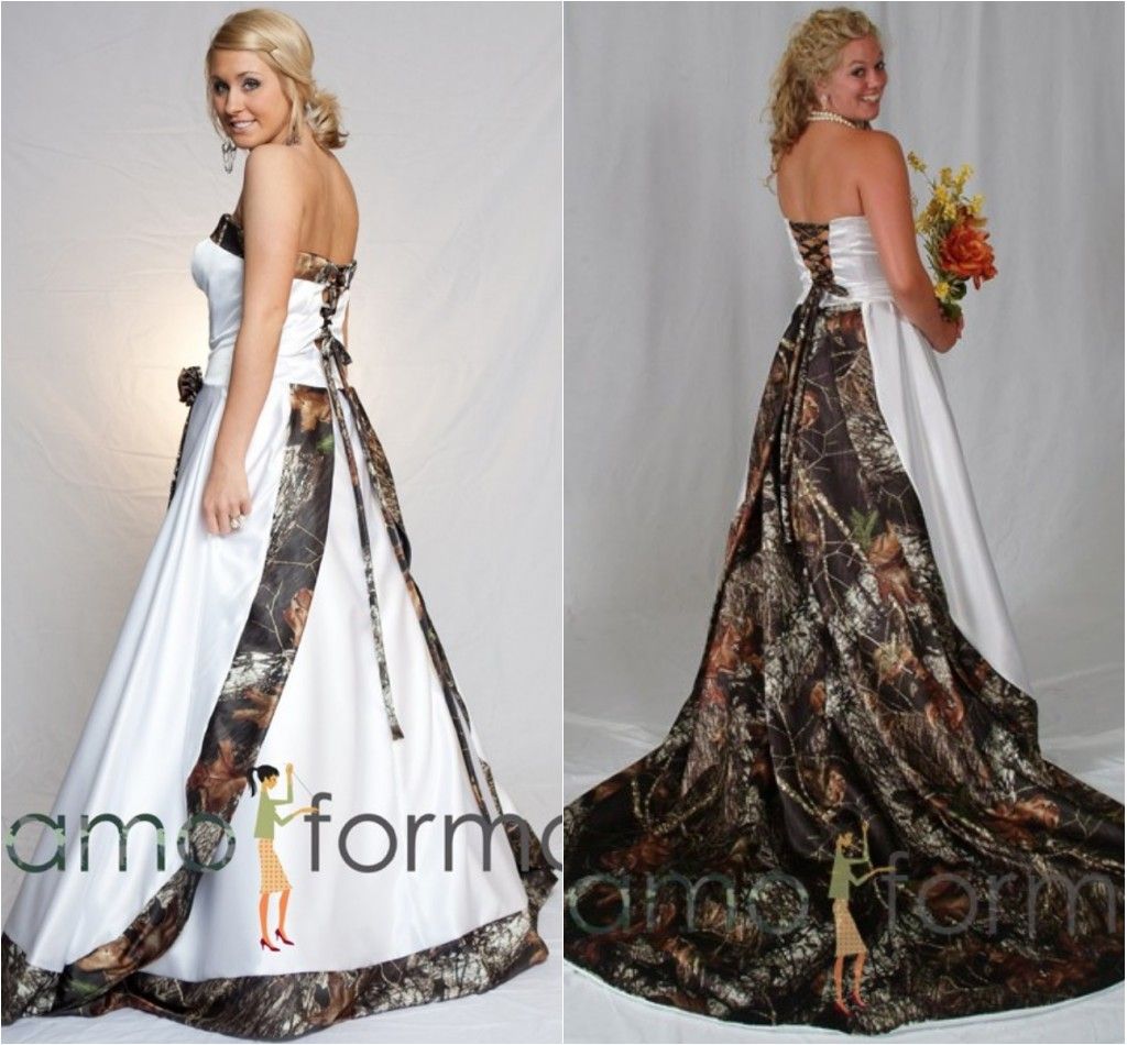 Discount Camo Wedding Dress With Detachable Train Sweetheart Neckline